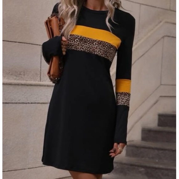 Dresses & Skirts - 🔥LAST CHANCE🔥Leopard Print Colorblock Dress